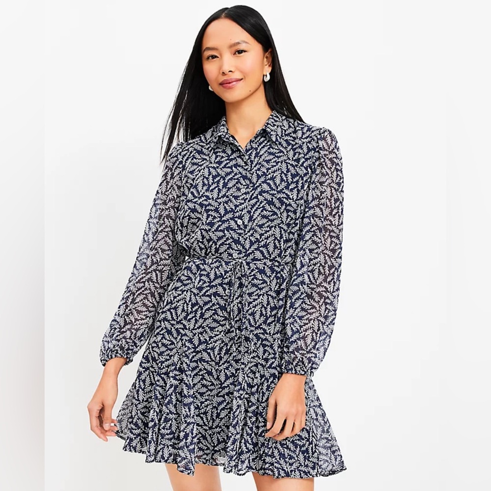 LOFT Godet Fern Shirtdress; Size: Medium (M); New With Tag (NWT); Never Worn